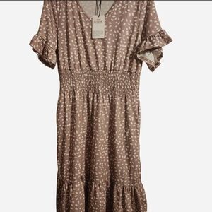 NCLOOK Elegant Midi Dress with Ruffle Sleeves Size Medium